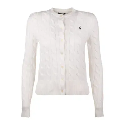 Ralph Lauren Plaited Cotton Crew Neck Cardigan White