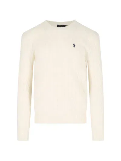 Ralph Lauren Plaited Sweater In Neutral