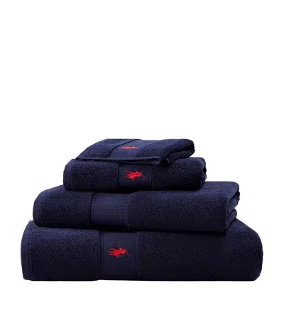 Ralph Lauren Polo Player Guest Towel In Navy