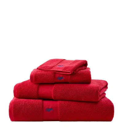 Ralph Lauren Polo Player Guest Towel In Red