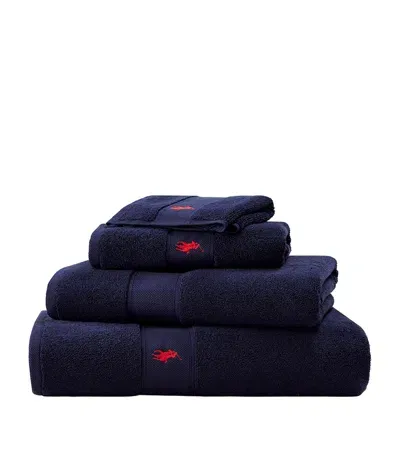 Ralph Lauren Polo Player Hand Towel In Navy