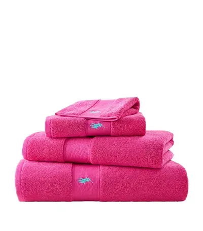 Ralph Lauren Polo Player Hand Towel In Pink