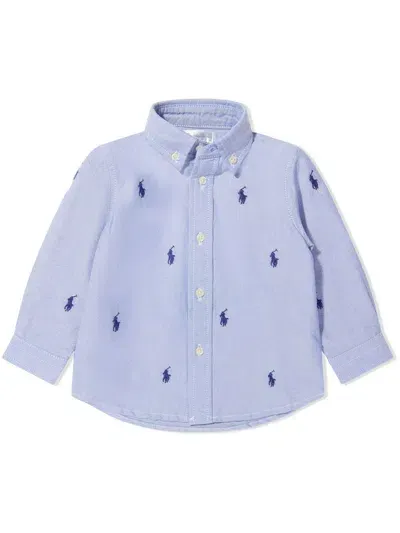 Ralph Lauren Babies' Polo Pony-embroidered Shirt In 蓝色