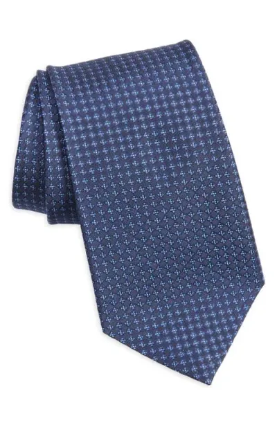 Ralph Lauren Purple Label Bond St. Geometric Silk Jacquard Tie In Navy