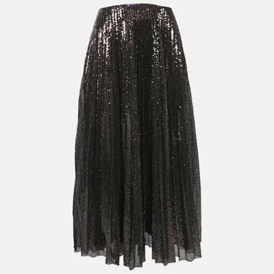 Pre-owned Ralph Lauren Purple Label Brown Sequin Tulle Midi Skirt M