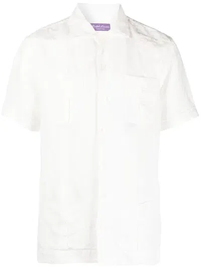 Ralph Lauren Purple Label Linen-blend Twill Shirt In Ivory