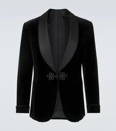 Ralph Lauren Purple Label Cotton Velvet Blazer In Black