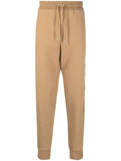 Ralph Lauren Purple Label Logo-embroidered Track Pants In Classic Camel Melange