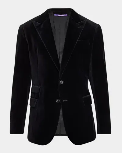 Ralph Lauren Purple Label Men's Kent Hand-tailored Velvet Dinner Jacket In Black