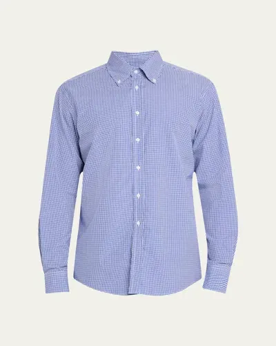 Ralph Lauren Purple Label Men's Micro-gingham Poplin Sport Shirt In Blue