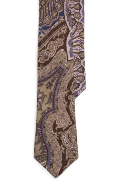 Ralph Lauren Purple Label Paisley Cashmere & Silk Tie In Taupe Multi