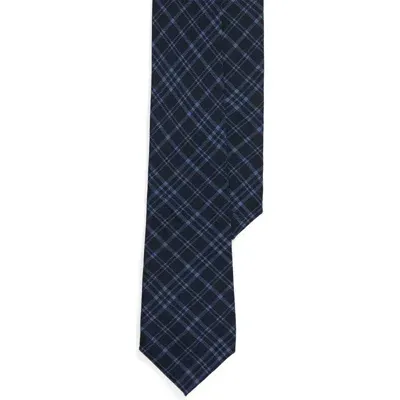 Ralph Lauren Purple Label Plaid Silk Tie In Navy