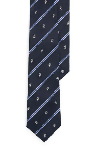 Ralph Lauren Purple Label Repp Club Stripe Silk Tie In Navy/blue