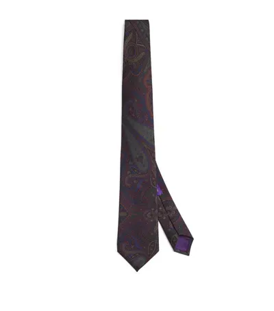 Ralph Lauren Purple Label Silk-cashmere Paisley Print Tie In Multi