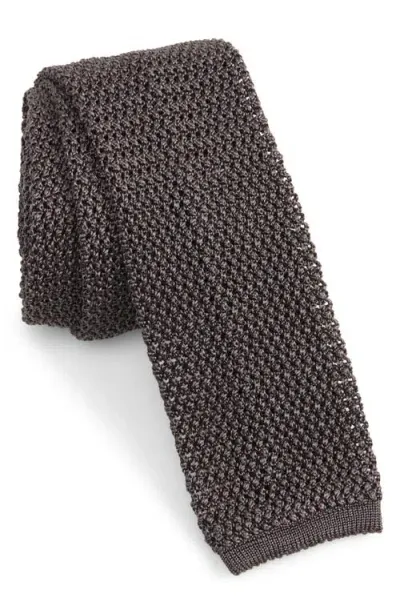 Ralph Lauren Purple Label Silk Knit Tie In Dark Grey