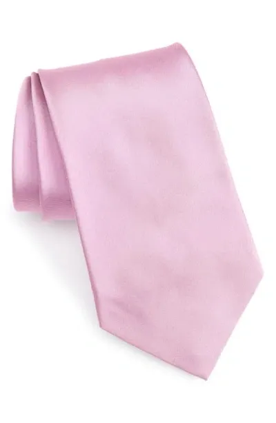 Ralph Lauren Purple Label Solid Silk Peau De Soie Tie In Pink