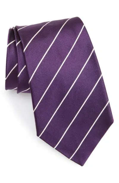 Ralph Lauren Purple Label Striped Silk Tie In Dark Purple