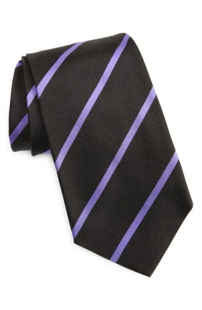 Ralph Lauren Purple Label Men's Striped Silk Tie In Black