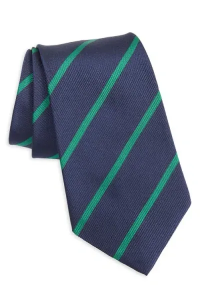 Ralph Lauren Purple Label Super Repp Stripe Silk Tie In Navy/green