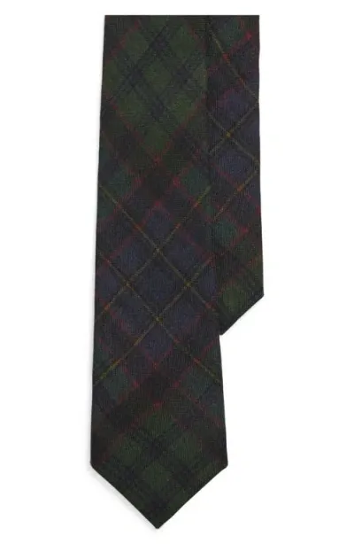 Ralph Lauren Purple Label Tartan Cashmere & Silk Tie In Green Multi