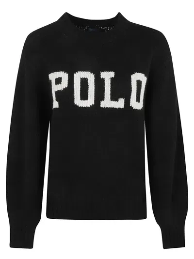 Ralph Lauren Logo Embroidered Oversized Sweater In Black