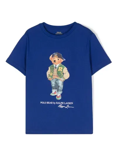 Ralph Lauren Kids' T-shirt Polo Bear In Jersey In Blue