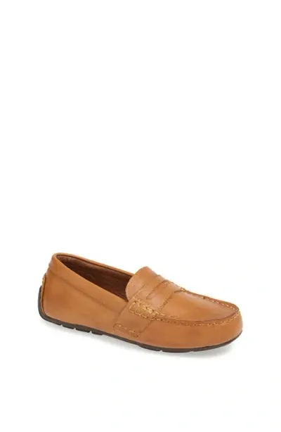 Ralph Lauren Kids'  'telly' Loafer In Tan Burnished Leather