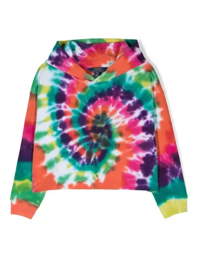 Ralph Lauren Kids' Tie-dye-print Long Sleeves Hoodie In Red