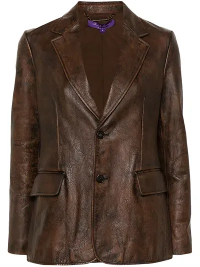 Ralph Lauren Tomasso Leather Blazer In Brown