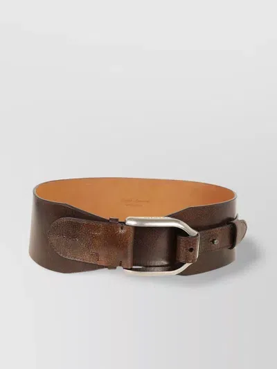 Ralph Lauren Wide Belt With Adjustable Fit And Textured Finish In Brown