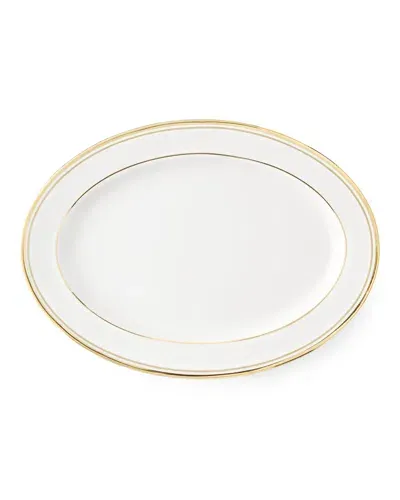 Ralph Lauren Wilshire Oval Platter In White With Gold