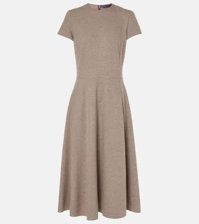 Ralph Lauren Wool And Silk Blend Midi Dress In Nude & Neutrals