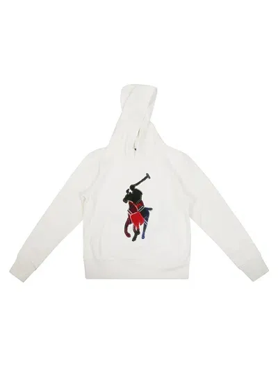 Ralph Laurent Girl Felpa Hoodie Big Pony Color In Bianco