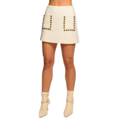 Ramy Brook Deidre Embellished Miniskirt In Winter White Ponte