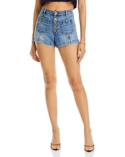 Ramy Brook Flyn Button-fly Denim Shorts In Lightwash