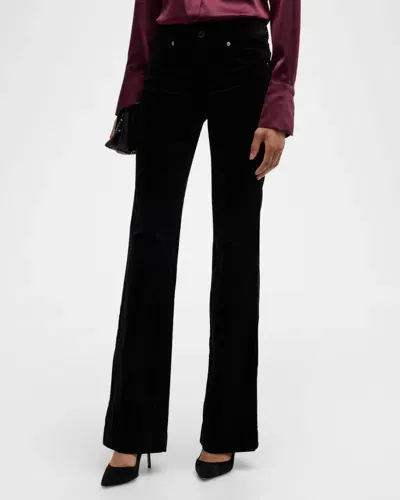 Ramy Brook Kyle Velvet Flare Trousers In Black Velveteen Denim