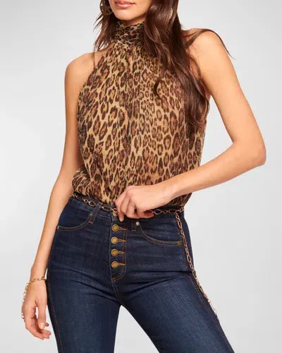 Ramy Brook Leopard Lilla Halter Blouse In Animal Stripe