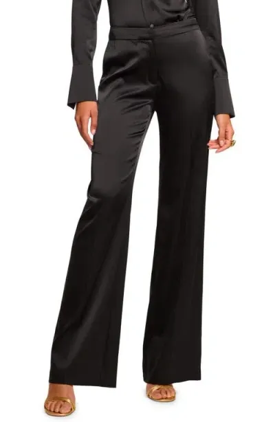 Ramy Brook Marvia Stretch Silk Wide Leg Pants In Black