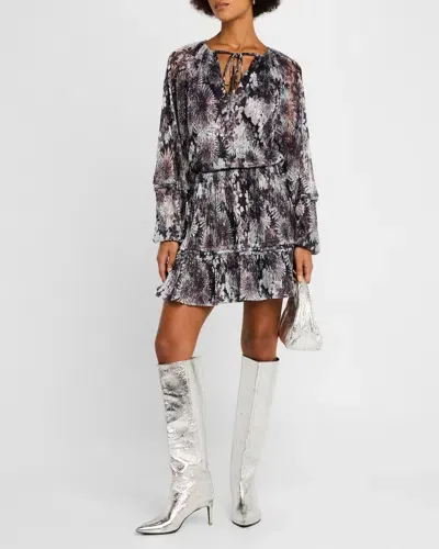 Ramy Brook Twilight Aaliyah Mini Dress In Dove Grey Floral