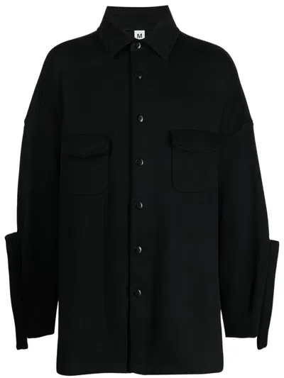 Random Identities Cut Out-sleeve Cotton Shirt In Schwarz