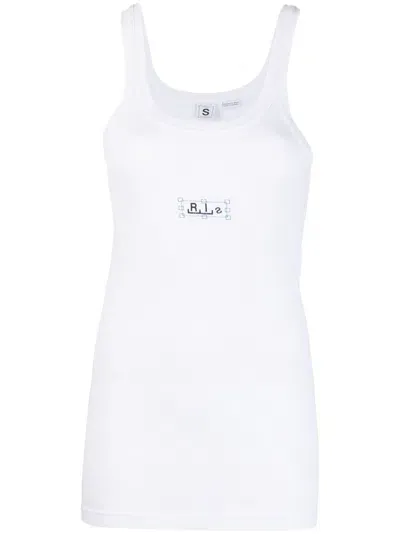 Random Identities Logo-print Ribbed-knit Tank Top In White