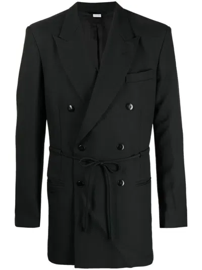 Random Identities Long-sleeved Drawstring Blazer In Black