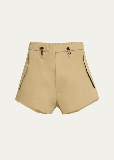 Random Identities Beige Zip Shorts In 19920 - Beige