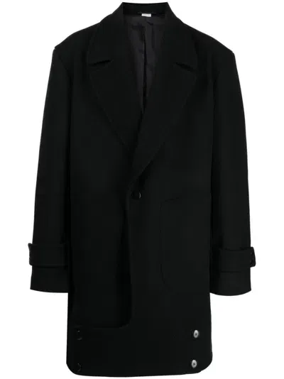 Random Identities Single-breasted Wool Coat In Black