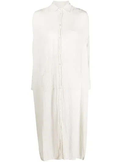 Raquel Allegra Crinkled-finish Midi Shirtdress In Neutrals