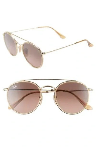 Ray Ban Ray-ban 51mm Aviator Gradient Lens Sunglasses In Gold/brown Gradient