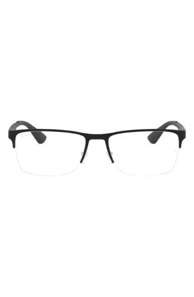 Ray Ban 54mm Semi Rimless Rectangular Optical Glasses In Matte Black