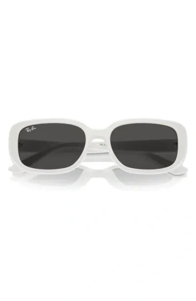 Ray Ban 56mm Pillow Rectangular Sunglasses In White