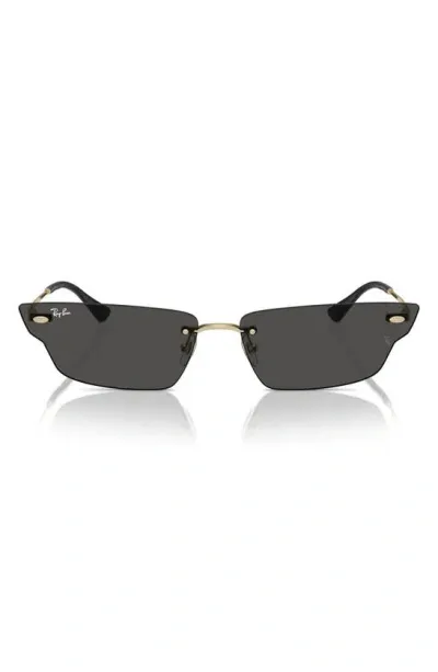 Ray Ban 66mm Anh Frameless Butterfly Sunglasses In Gold/black