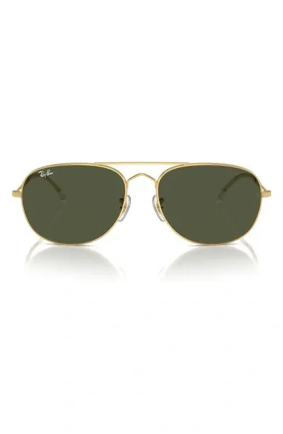 Ray Ban Bain Bridge 60mm Pillow Aviator Sunglasses In Gold Flash